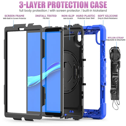 For Lenovo Tab M10 HD TB-X306X Shockproof Colorful Silicone + PC Protective Tablet Case with Holder & Shoulder Strap & Hand Strap(Blue) - Lenovo by buy2fix | Online Shopping UK | buy2fix