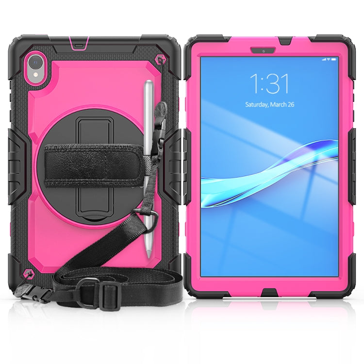 For Lenovo Tab M10 HD TB-X306X Shockproof Colorful Silicone + PC Protective Tablet Case with Holder & Shoulder Strap & Hand Strap(Rose Red) - Lenovo by buy2fix | Online Shopping UK | buy2fix
