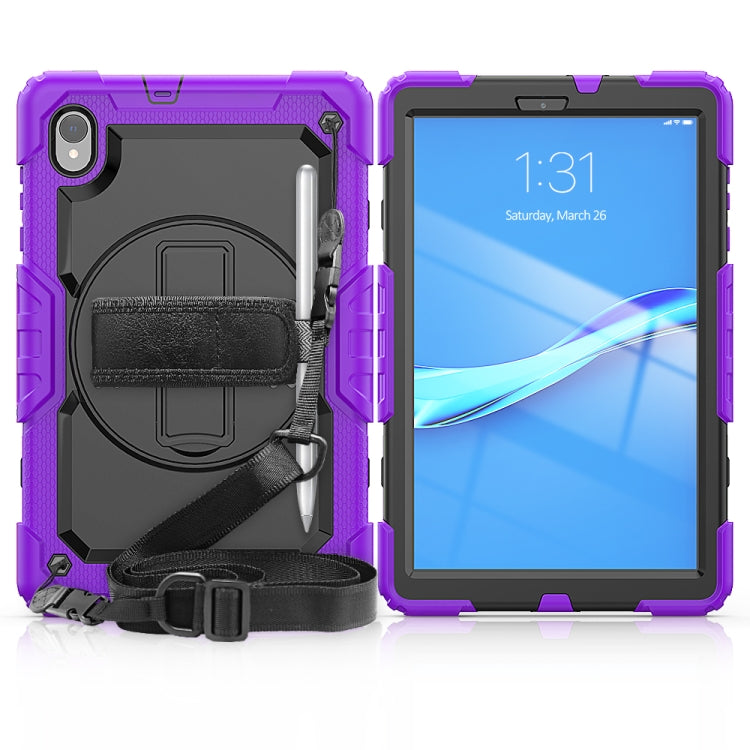 For Lenovo Tab M10 HD TB-X306X Shockproof Colorful Silicone + PC Protective Tablet Case with Holder & Shoulder Strap & Hand Strap(Purple) - Lenovo by buy2fix | Online Shopping UK | buy2fix
