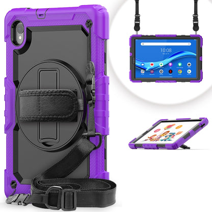For Lenovo Tab M10 HD TB-X306X Shockproof Colorful Silicone + PC Protective Tablet Case with Holder & Shoulder Strap & Hand Strap(Purple) - Lenovo by buy2fix | Online Shopping UK | buy2fix