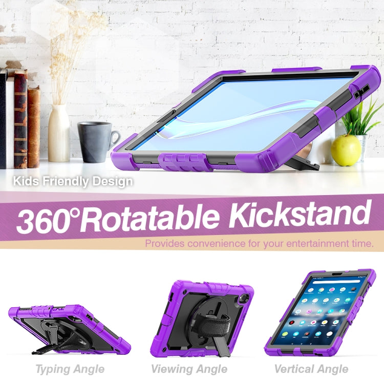 For Lenovo Tab M10 HD TB-X306X Shockproof Colorful Silicone + PC Protective Tablet Case with Holder & Shoulder Strap & Hand Strap(Purple) - Lenovo by buy2fix | Online Shopping UK | buy2fix
