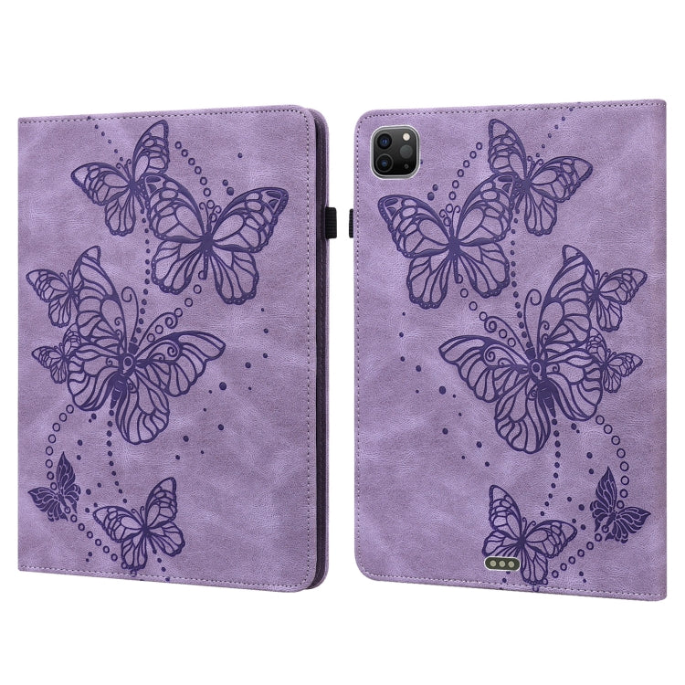 For iPad Pro 11 2022 / 2021 / Air 2020 10.9 Embossed Butterfly Leather Tablet Case(Purple) - iPad Pro 11 (2022/2021) Cases by buy2fix | Online Shopping UK | buy2fix