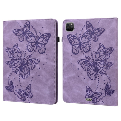 For iPad Pro 11 2022 / 2021 / Air 2020 10.9 Embossed Butterfly Leather Tablet Case(Purple) - iPad Pro 11 (2022/2021) Cases by buy2fix | Online Shopping UK | buy2fix