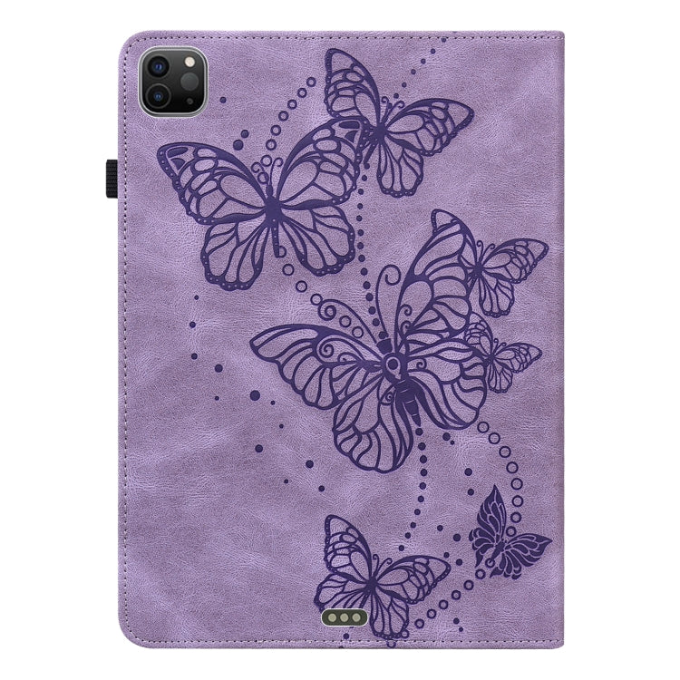 For iPad Pro 11 2022 / 2021 / Air 2020 10.9 Embossed Butterfly Leather Tablet Case(Purple) - iPad Pro 11 (2022/2021) Cases by buy2fix | Online Shopping UK | buy2fix