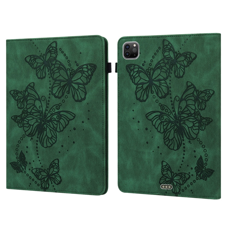 For iPad Pro 11 2022 / 2021 / Air 2020 10.9 Embossed Butterfly Leather Tablet Case(Green) - iPad Pro 11 (2022/2021) Cases by buy2fix | Online Shopping UK | buy2fix