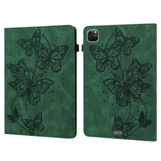 For iPad Pro 11 2022 / 2021 / Air 2020 10.9 Embossed Butterfly Leather Tablet Case(Green) - iPad Pro 11 (2022/2021) Cases by buy2fix | Online Shopping UK | buy2fix