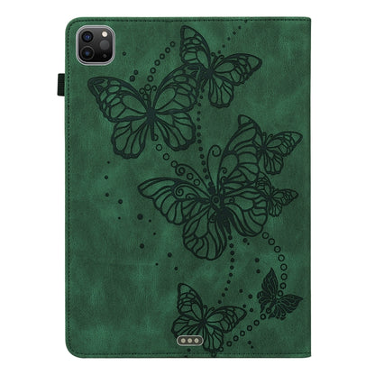 For iPad Pro 11 2022 / 2021 / Air 2020 10.9 Embossed Butterfly Leather Tablet Case(Green) - iPad Pro 11 (2022/2021) Cases by buy2fix | Online Shopping UK | buy2fix