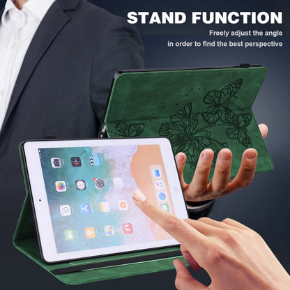 For iPad Pro 11 2022 / 2021 / Air 2020 10.9 Embossed Butterfly Leather Tablet Case(Green) - iPad Pro 11 (2022/2021) Cases by buy2fix | Online Shopping UK | buy2fix