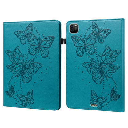 For iPad Pro 11 2022 / 2021 / Air 2020 10.9 Embossed Butterfly Leather Tablet Case(Blue) - iPad Pro 11 (2022/2021) Cases by buy2fix | Online Shopping UK | buy2fix