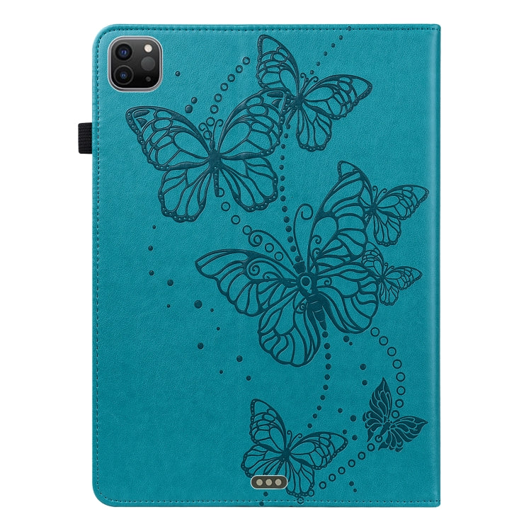 For iPad Pro 11 2022 / 2021 / Air 2020 10.9 Embossed Butterfly Leather Tablet Case(Blue) - iPad Pro 11 (2022/2021) Cases by buy2fix | Online Shopping UK | buy2fix