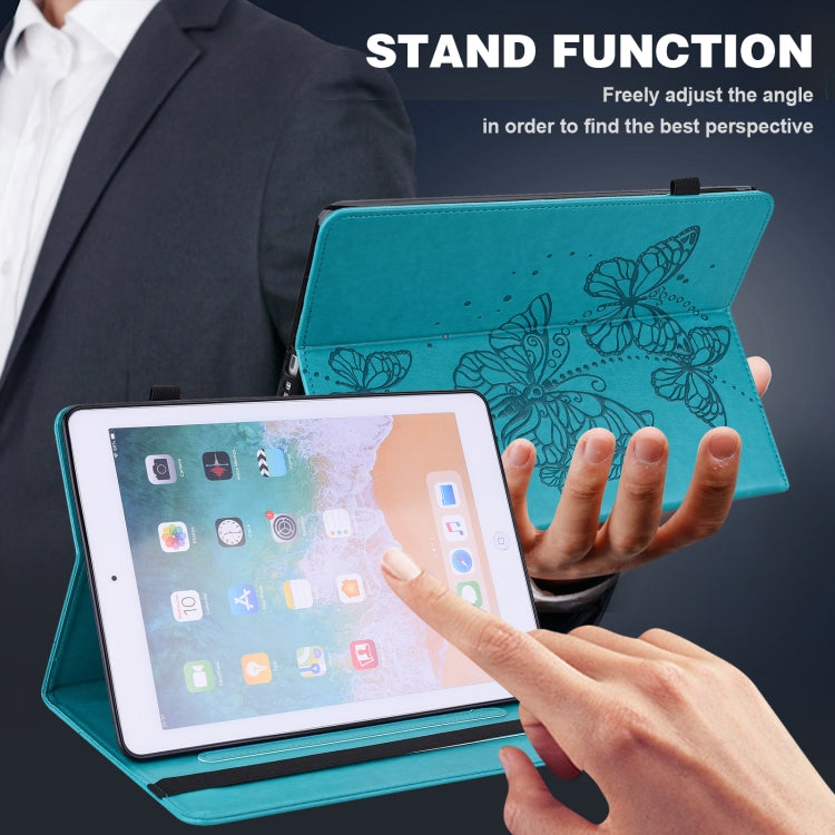 For iPad Pro 11 2022 / 2021 / Air 2020 10.9 Embossed Butterfly Leather Tablet Case(Blue) - iPad Pro 11 (2022/2021) Cases by buy2fix | Online Shopping UK | buy2fix