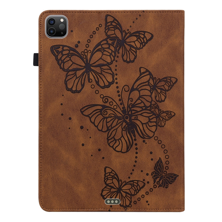 For iPad Pro 11 2022 / 2021 / Air 2020 10.9 Embossed Butterfly Leather Tablet Case(Brown) - iPad Pro 11 (2022/2021) Cases by buy2fix | Online Shopping UK | buy2fix
