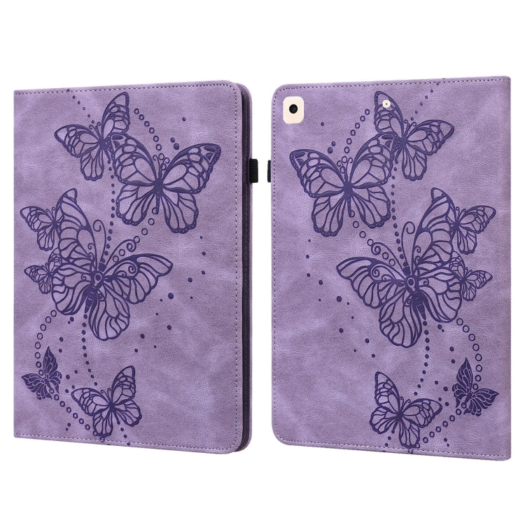 Embossed Butterfly Pattern Horizontal Flip Leather Tablet Case For iPad 10.2 (2021/2020/2019) / Air 10.5 2019(Purple) - iPad 10.2 Cases by buy2fix | Online Shopping UK | buy2fix