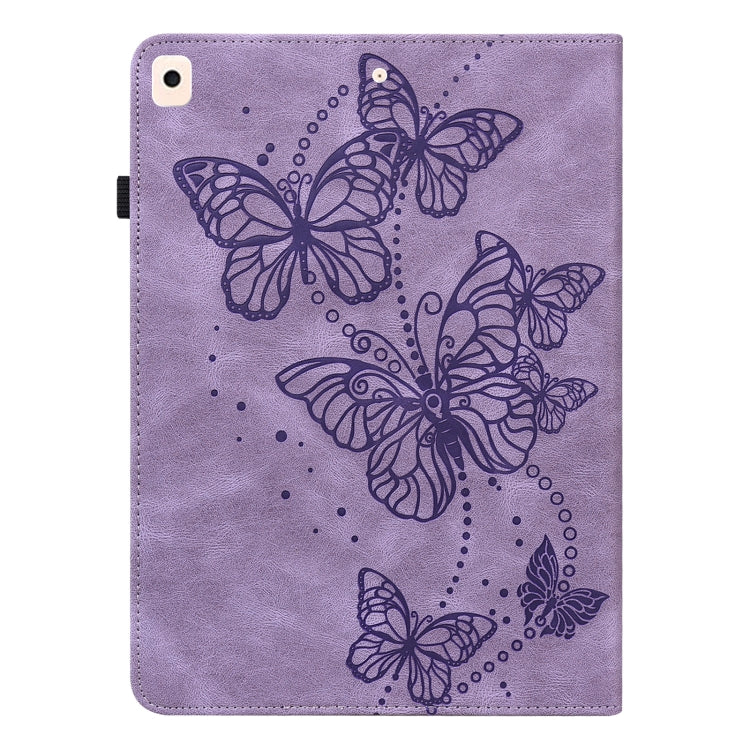 Embossed Butterfly Pattern Horizontal Flip Leather Tablet Case For iPad 10.2 (2021/2020/2019) / Air 10.5 2019(Purple) - iPad 10.2 Cases by buy2fix | Online Shopping UK | buy2fix