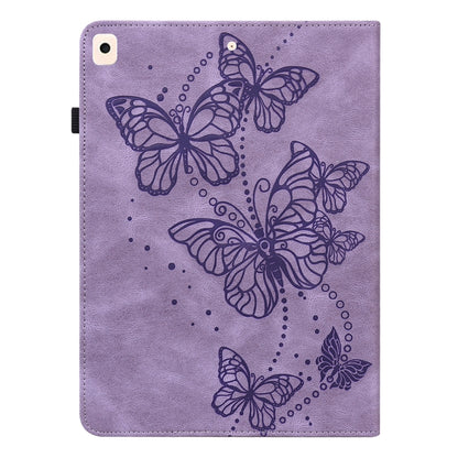 Embossed Butterfly Pattern Horizontal Flip Leather Tablet Case For iPad 10.2 (2021/2020/2019) / Air 10.5 2019(Purple) - iPad 10.2 Cases by buy2fix | Online Shopping UK | buy2fix
