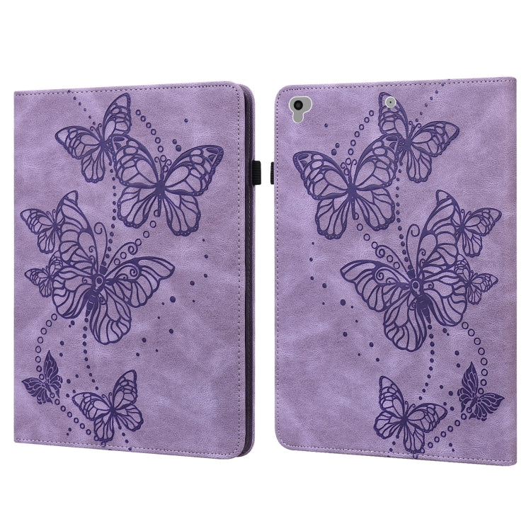 Embossed Butterfly Pattern Horizontal Flip Leather Tablet Case For iPad 9.7 (2018/2017) / Air 2 / Air(Purple) - iPad 9.7 (2018) & (2017) Cases by buy2fix | Online Shopping UK | buy2fix