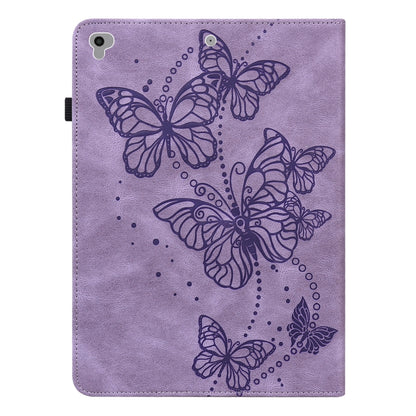 Embossed Butterfly Pattern Horizontal Flip Leather Tablet Case For iPad 9.7 (2018/2017) / Air 2 / Air(Purple) - iPad 9.7 (2018) & (2017) Cases by buy2fix | Online Shopping UK | buy2fix