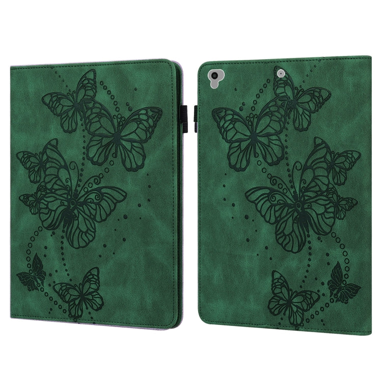 Embossed Butterfly Pattern Horizontal Flip Leather Tablet Case For iPad 9.7 (2018/2017) / Air 2 / Air(Green) - iPad 9.7 (2018) & (2017) Cases by buy2fix | Online Shopping UK | buy2fix