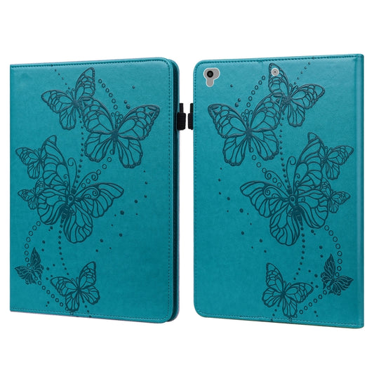 Embossed Butterfly Pattern Horizontal Flip Leather Tablet Case For iPad 9.7 (2018/2017) / Air 2 / Air(Blue) - iPad 9.7 (2018) & (2017) Cases by buy2fix | Online Shopping UK | buy2fix