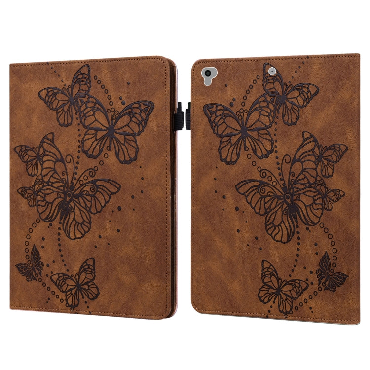 Embossed Butterfly Pattern Horizontal Flip Leather Tablet Case For iPad 9.7 (2018/2017) / Air 2 / Air(Brown) - iPad 9.7 (2018) & (2017) Cases by buy2fix | Online Shopping UK | buy2fix