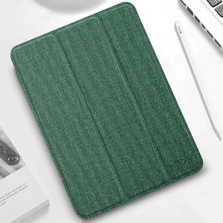 For iPad mini 6 / mini 2024 Mutural YASHI Series Cloth Pattern Texture Horizontal Flip Tablet Case(Green) by Mutural