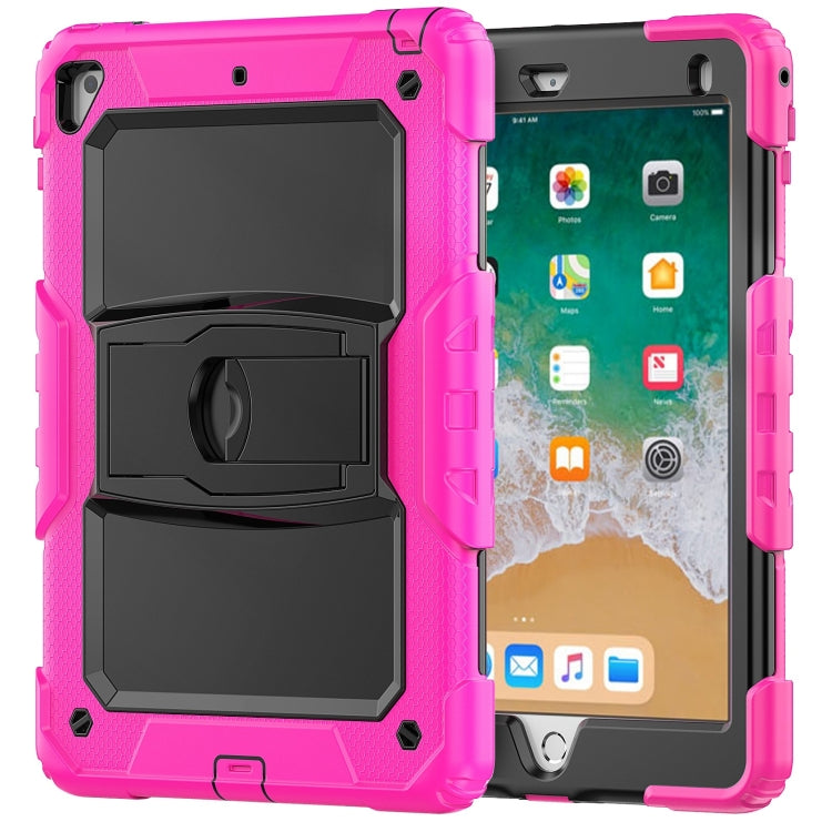 Shockproof Colorful Silicone + Black PC Tablet Protective Case with Holder & Shoulder Strap For iPad 9.7 2018 / 2017(Rose Red) - iPad 9.7 (2018) & (2017) Cases by buy2fix | Online Shopping UK | buy2fix
