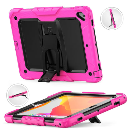 Shockproof Colorful Silicone + Black PC Tablet Protective Case with Holder & Shoulder Strap For iPad 9.7 2018 / 2017(Rose Red) - iPad 9.7 (2018) & (2017) Cases by buy2fix | Online Shopping UK | buy2fix