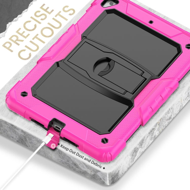 Shockproof Colorful Silicone + Black PC Tablet Protective Case with Holder & Shoulder Strap For iPad 9.7 2018 / 2017(Rose Red) - iPad 9.7 (2018) & (2017) Cases by buy2fix | Online Shopping UK | buy2fix