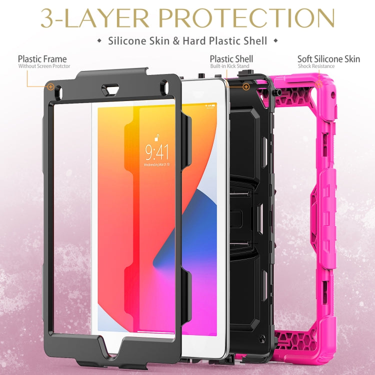 Shockproof Colorful Silicone + Black PC Tablet Protective Case with Holder & Shoulder Strap For iPad 9.7 2018 / 2017(Rose Red) - iPad 9.7 (2018) & (2017) Cases by buy2fix | Online Shopping UK | buy2fix