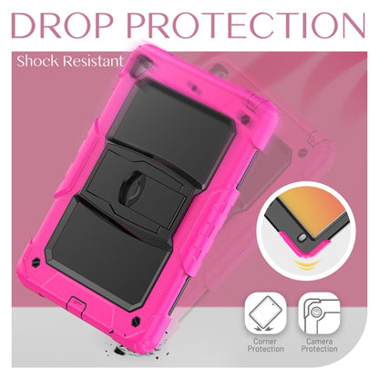 Shockproof Colorful Silicone + Black PC Tablet Protective Case with Holder & Shoulder Strap For iPad 9.7 2018 / 2017(Rose Red) - iPad 9.7 (2018) & (2017) Cases by buy2fix | Online Shopping UK | buy2fix