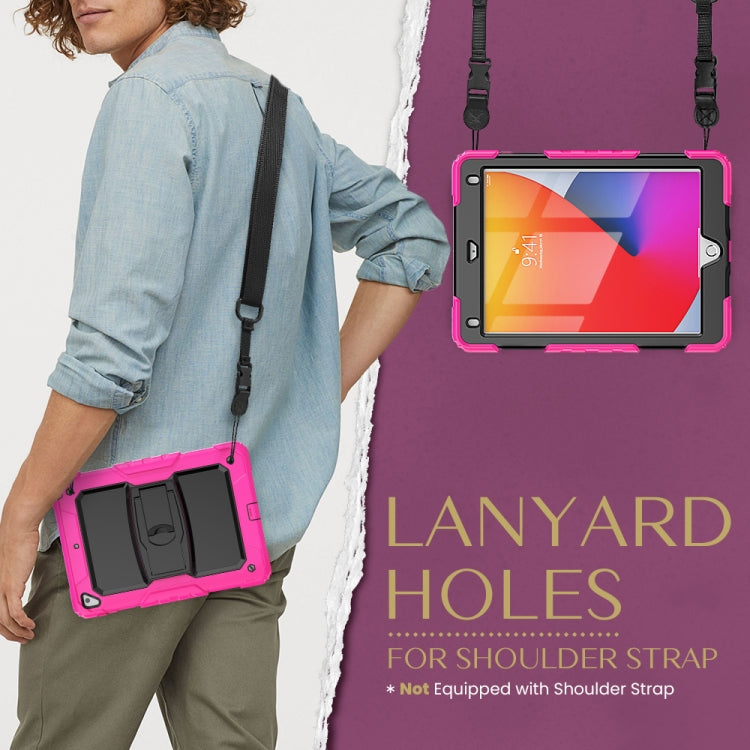 Shockproof Colorful Silicone + Black PC Tablet Protective Case with Holder & Shoulder Strap For iPad 9.7 2018 / 2017(Rose Red) - iPad 9.7 (2018) & (2017) Cases by buy2fix | Online Shopping UK | buy2fix