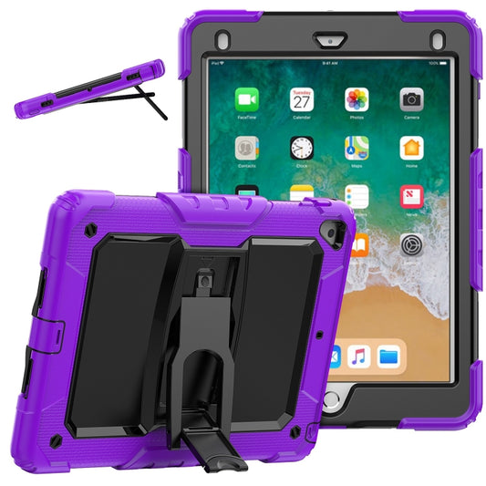 Shockproof Colorful Silicone + Black PC Tablet Protective Case with Holder & Shoulder Strap For iPad 9.7 2018 / 2017(Purple) - iPad 9.7 (2018) & (2017) Cases by buy2fix | Online Shopping UK | buy2fix