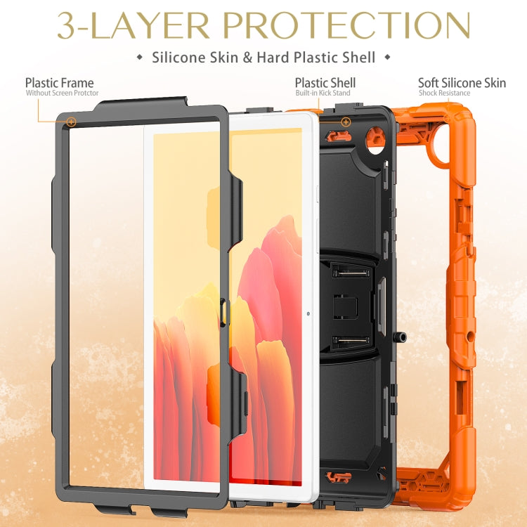 Shockproof Colorful Silicone + Black PC Tablet Protective Case with Holder & Shoulder Strap For Samsung Galaxy Tab A7 2020 T500(Orange) - Other Galaxy Tab PC by buy2fix | Online Shopping UK | buy2fix