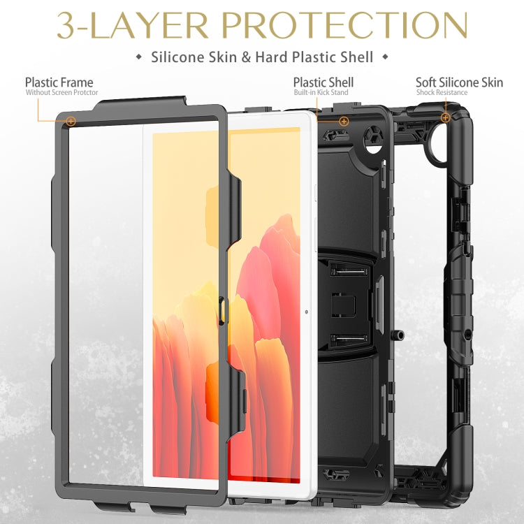 Shockproof Colorful Silicone + Black PC Tablet Protective Case with Holder & Shoulder Strap For Samsung Galaxy Tab A7 2020 T500(Black) - Other Galaxy Tab PC by buy2fix | Online Shopping UK | buy2fix