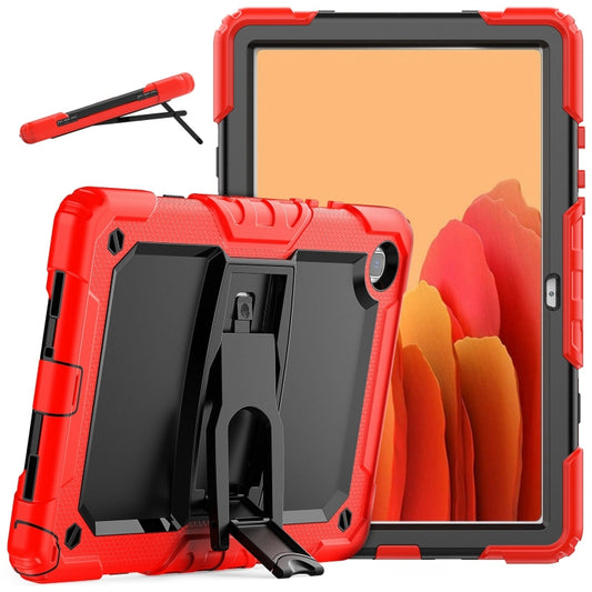 Shockproof Colorful Silicone + Black PC Tablet Protective Case with Holder & Shoulder Strap For Samsung Galaxy Tab A7 2020 T500(Red) - Other Galaxy Tab PC by buy2fix | Online Shopping UK | buy2fix