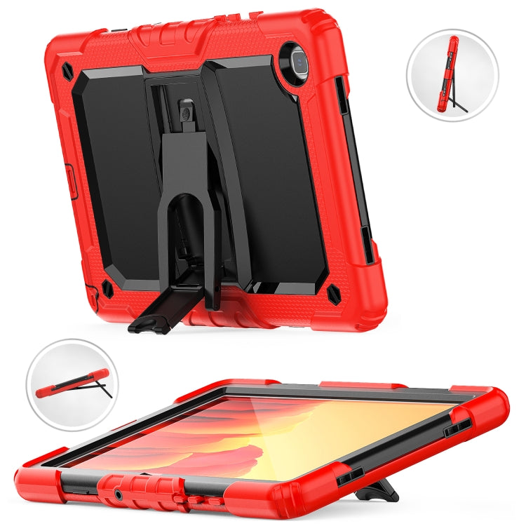 Shockproof Colorful Silicone + Black PC Tablet Protective Case with Holder & Shoulder Strap For Samsung Galaxy Tab A7 2020 T500(Red) - Other Galaxy Tab PC by buy2fix | Online Shopping UK | buy2fix