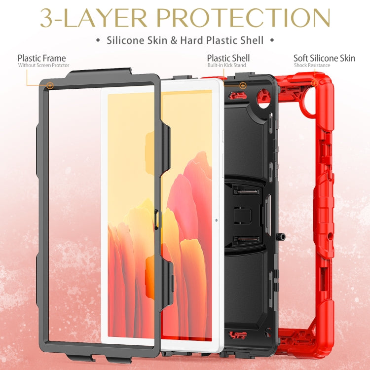 Shockproof Colorful Silicone + Black PC Tablet Protective Case with Holder & Shoulder Strap For Samsung Galaxy Tab A7 2020 T500(Red) - Other Galaxy Tab PC by buy2fix | Online Shopping UK | buy2fix