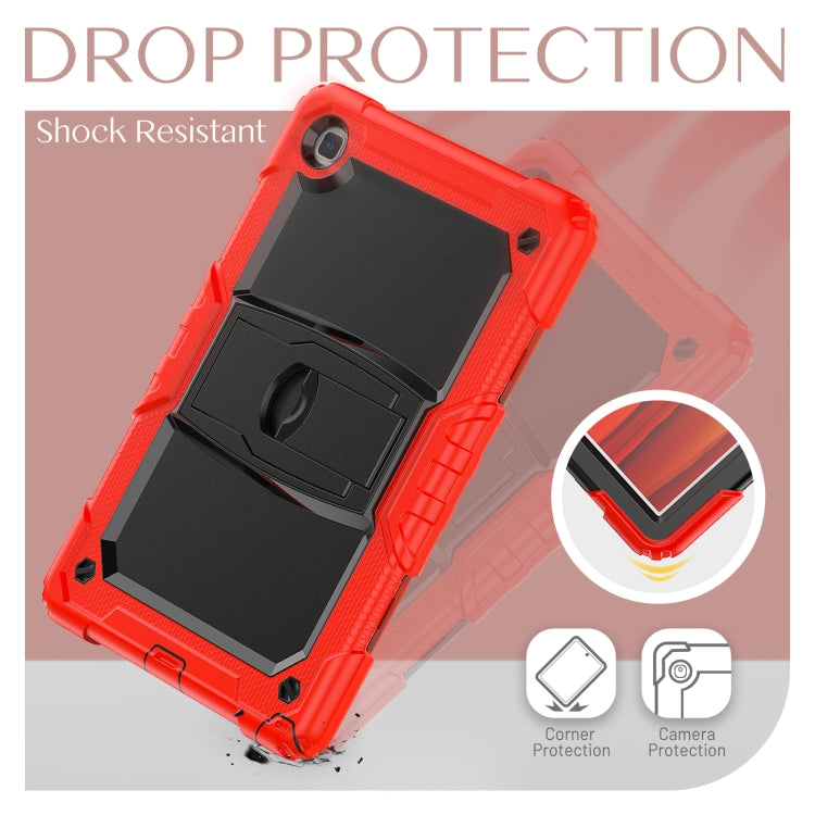 Shockproof Colorful Silicone + Black PC Tablet Protective Case with Holder & Shoulder Strap For Samsung Galaxy Tab A7 2020 T500(Red) - Other Galaxy Tab PC by buy2fix | Online Shopping UK | buy2fix