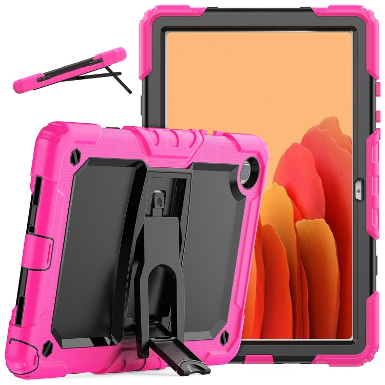 Shockproof Colorful Silicone + Black PC Tablet Protective Case with Holder & Shoulder Strap For Samsung Galaxy Tab A7 2020 T500(Rose Red) - Other Galaxy Tab PC by buy2fix | Online Shopping UK | buy2fix
