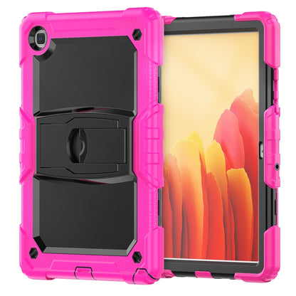 Shockproof Colorful Silicone + Black PC Tablet Protective Case with Holder & Shoulder Strap For Samsung Galaxy Tab A7 2020 T500(Rose Red) - Other Galaxy Tab PC by buy2fix | Online Shopping UK | buy2fix