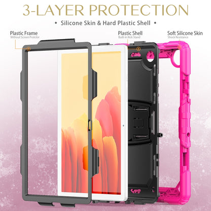 Shockproof Colorful Silicone + Black PC Tablet Protective Case with Holder & Shoulder Strap For Samsung Galaxy Tab A7 2020 T500(Rose Red) - Other Galaxy Tab PC by buy2fix | Online Shopping UK | buy2fix