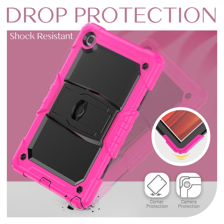 Shockproof Colorful Silicone + Black PC Tablet Protective Case with Holder & Shoulder Strap For Samsung Galaxy Tab A7 2020 T500(Rose Red) - Other Galaxy Tab PC by buy2fix | Online Shopping UK | buy2fix