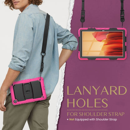 Shockproof Colorful Silicone + Black PC Tablet Protective Case with Holder & Shoulder Strap For Samsung Galaxy Tab A7 2020 T500(Rose Red) - Other Galaxy Tab PC by buy2fix | Online Shopping UK | buy2fix