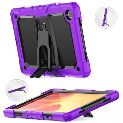 Shockproof Colorful Silicone + Black PC Tablet Protective Case with Holder & Shoulder Strap For Samsung Galaxy Tab A7 2020 T500(Purple) - Other Galaxy Tab PC by buy2fix | Online Shopping UK | buy2fix