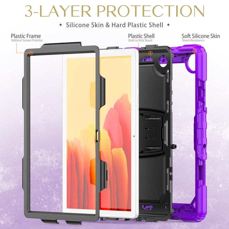 Shockproof Colorful Silicone + Black PC Tablet Protective Case with Holder & Shoulder Strap For Samsung Galaxy Tab A7 2020 T500(Purple) - Other Galaxy Tab PC by buy2fix | Online Shopping UK | buy2fix
