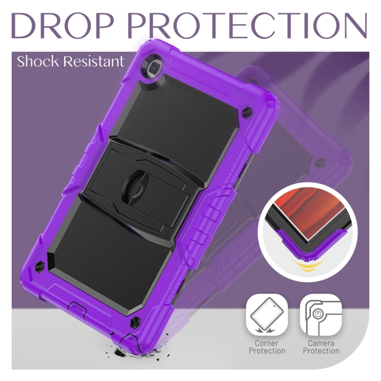 Shockproof Colorful Silicone + Black PC Tablet Protective Case with Holder & Shoulder Strap For Samsung Galaxy Tab A7 2020 T500(Purple) - Other Galaxy Tab PC by buy2fix | Online Shopping UK | buy2fix