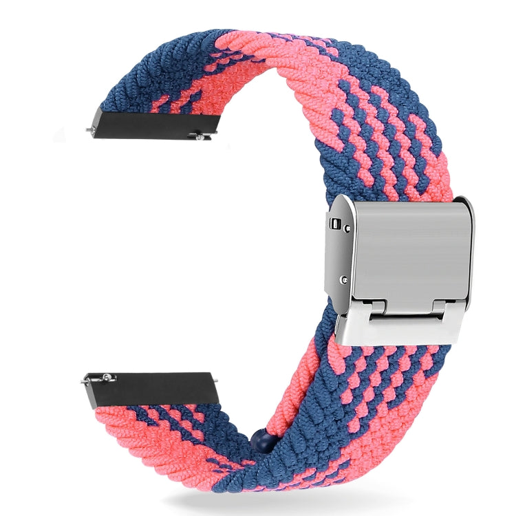 22mm Universal Metal Buckle Nylon Braided Watch Band(Z Blue Pink) - 22mm Bands by buy2fix | Online Shopping UK | buy2fix