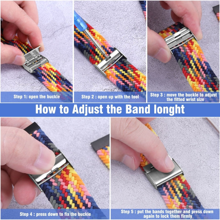 22mm Universal Metal Buckle Nylon Braided Watch Band(Z Blue Pink) - 22mm Bands by buy2fix | Online Shopping UK | buy2fix