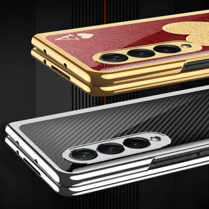 For Samsung Galaxy Z Fold3 5G GKK Electroplating Painted Tempered Glass Phone Case(Lion) - Galaxy Phone Cases by GKK | Online Shopping UK | buy2fix