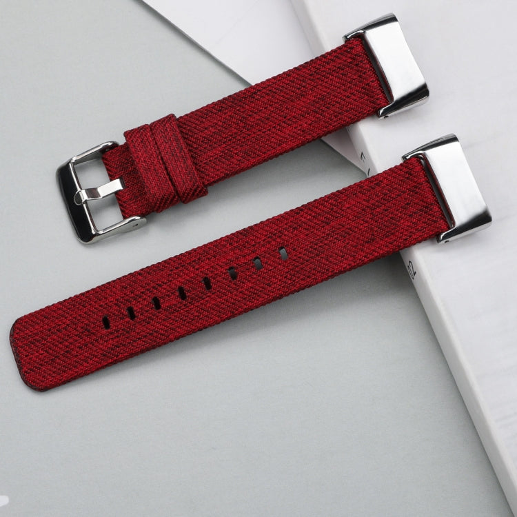 For Fitbit Charge 5 Nylon Canvas Watch Band(Red) - Watch Bands by buy2fix | Online Shopping UK | buy2fix